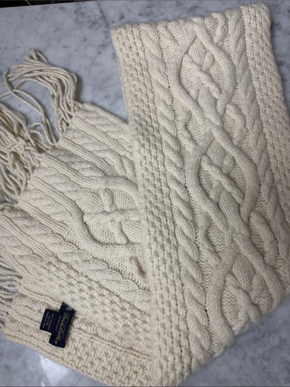 Brooks Brothers Handknit Scarf cream
